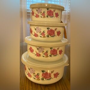 Rose Patterned Food Storage Container Set